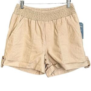 NWT Democracy Smocked Waist High Rise Flax Shorts